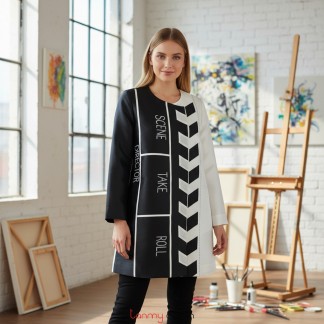 Black and white taffeta coat - CI12